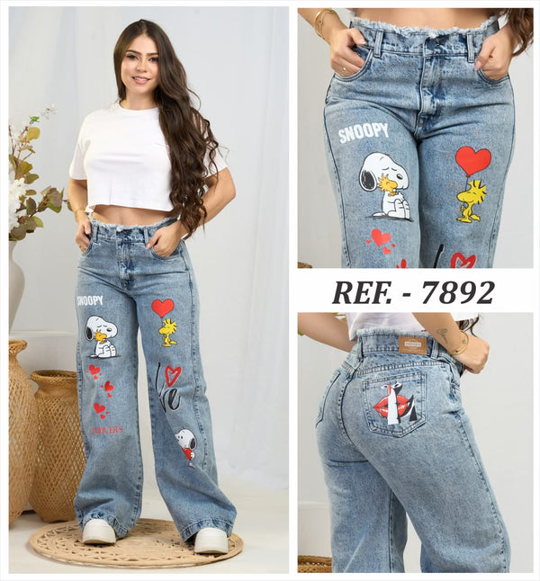 Jean Baggy Perla Claro Estampado