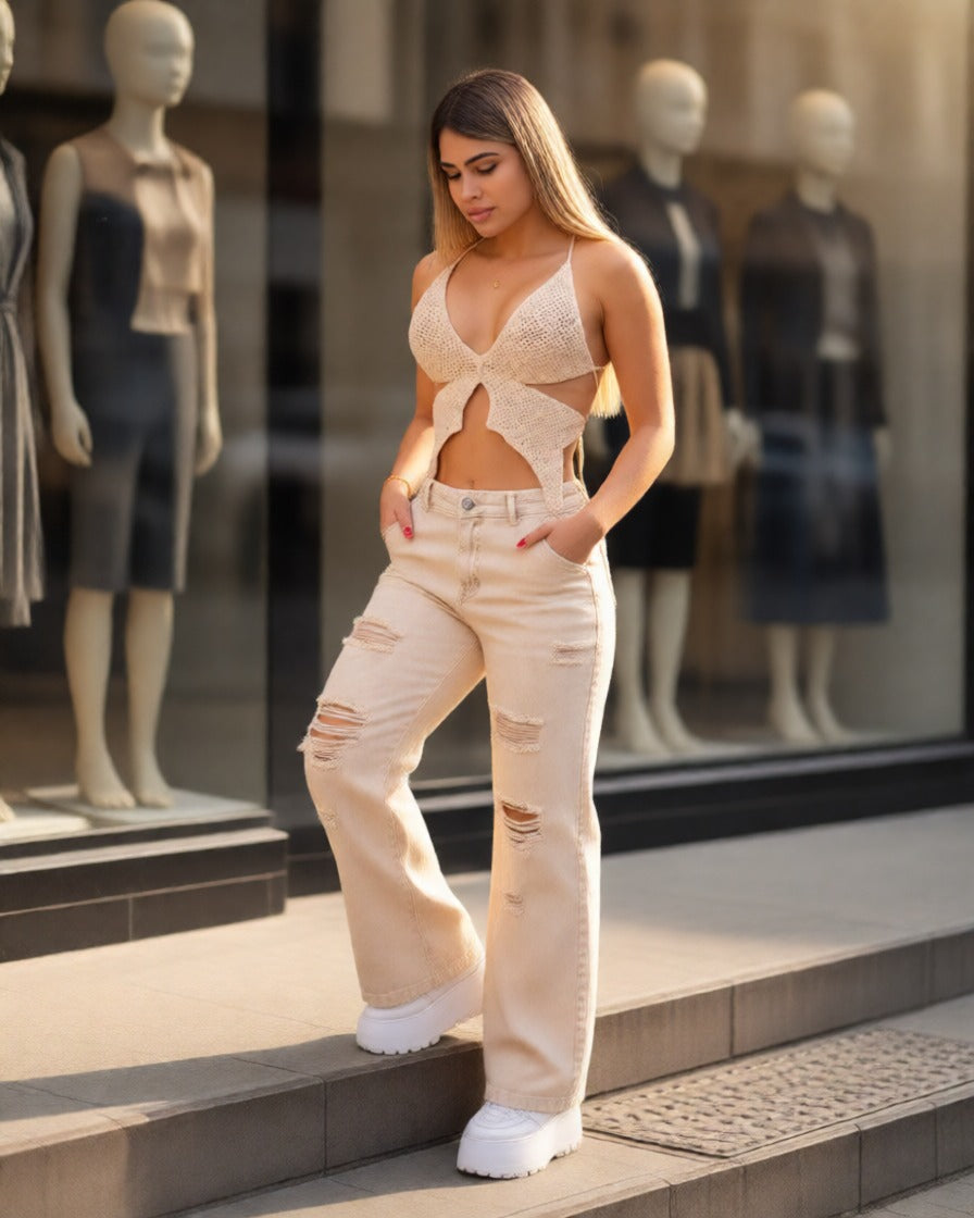 Mom Beige Destroyer Tendencia