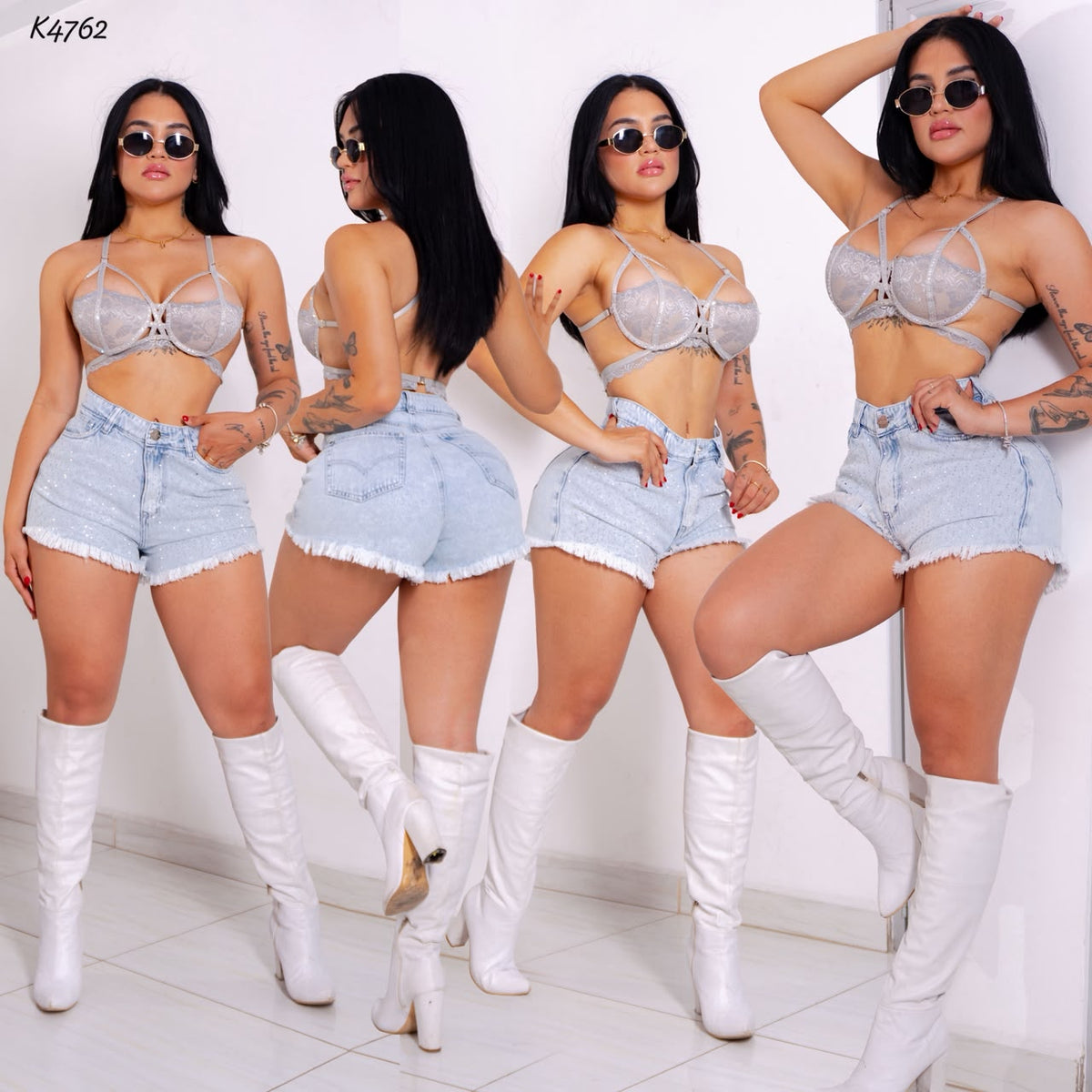 Short Aplique Full Pedrería Tendencia