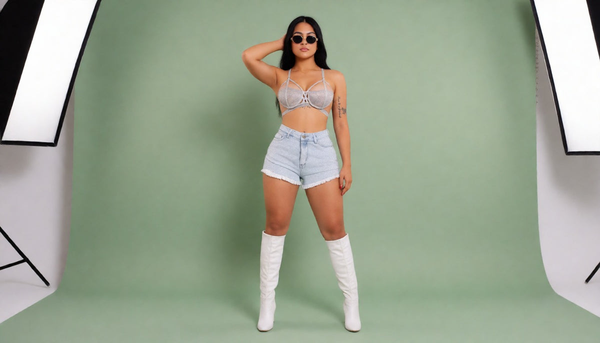 Short Aplique Full Pedrería Tendencia