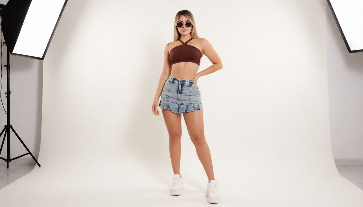 Falda Short Pliegues Tendencia