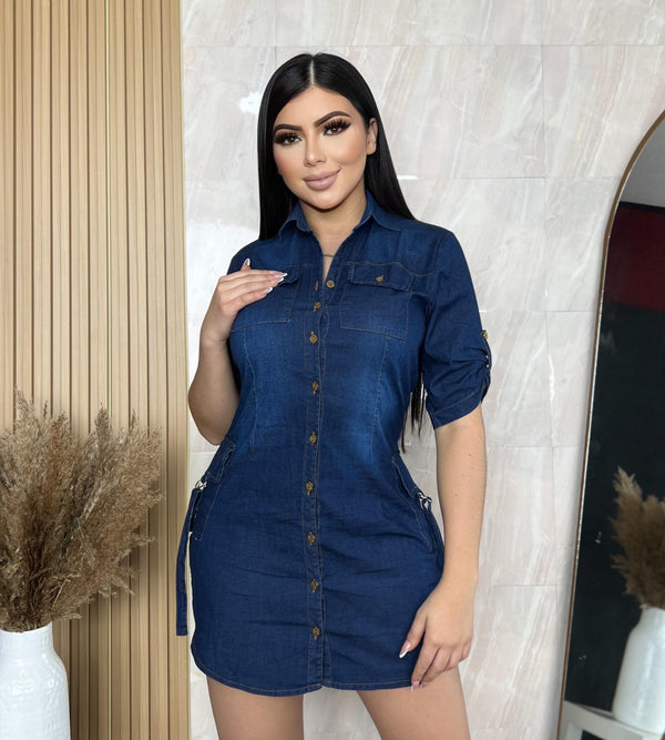 Vestido en Jean Cargo