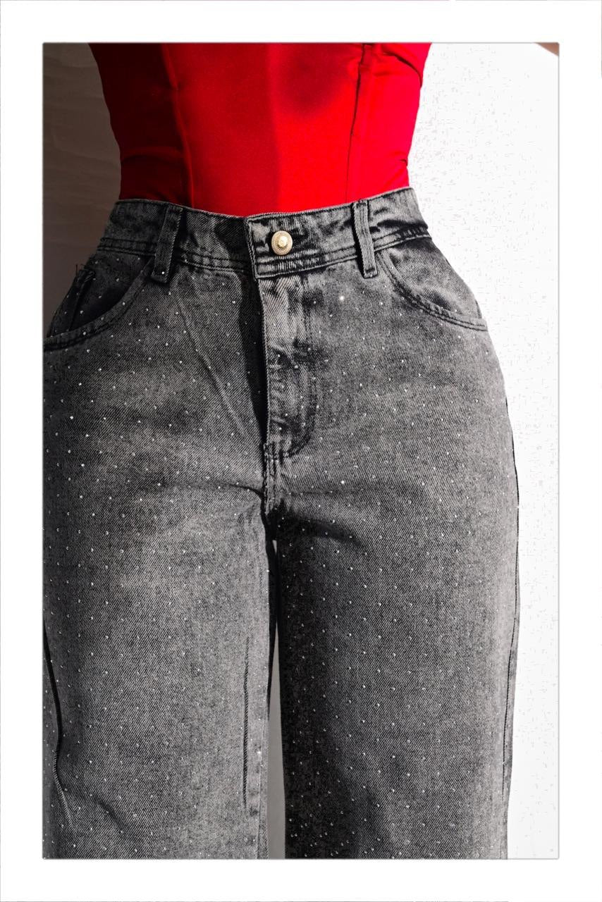 Jeans Palazzo con Brillos-4 GRIS RATON