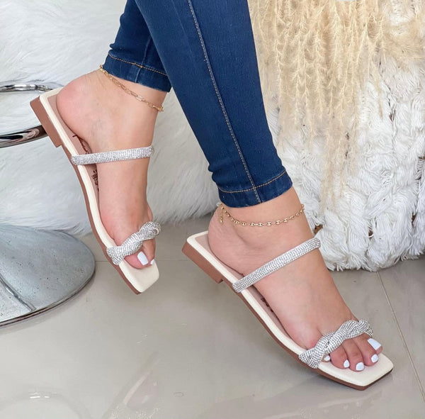 Sandalia Plana Celeste