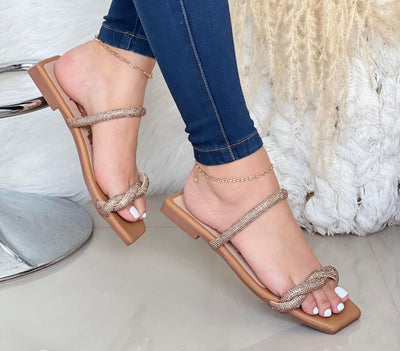 Sandalia Plana Celeste