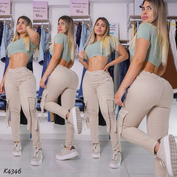 Jogger Beige Cargo Stresch