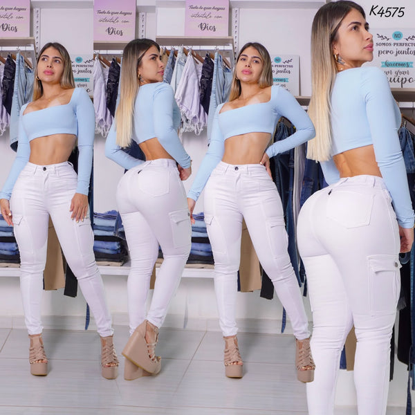 Jeans Cargo Blanco Full Tendencia