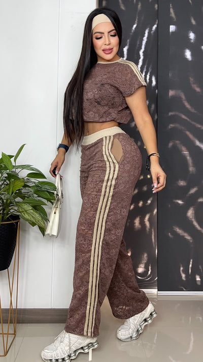Conjunto Blonda Sesgos color café