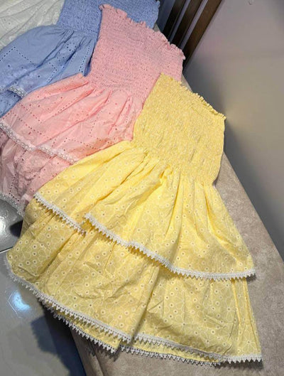 Vestido de Ojalillo color Amarillo