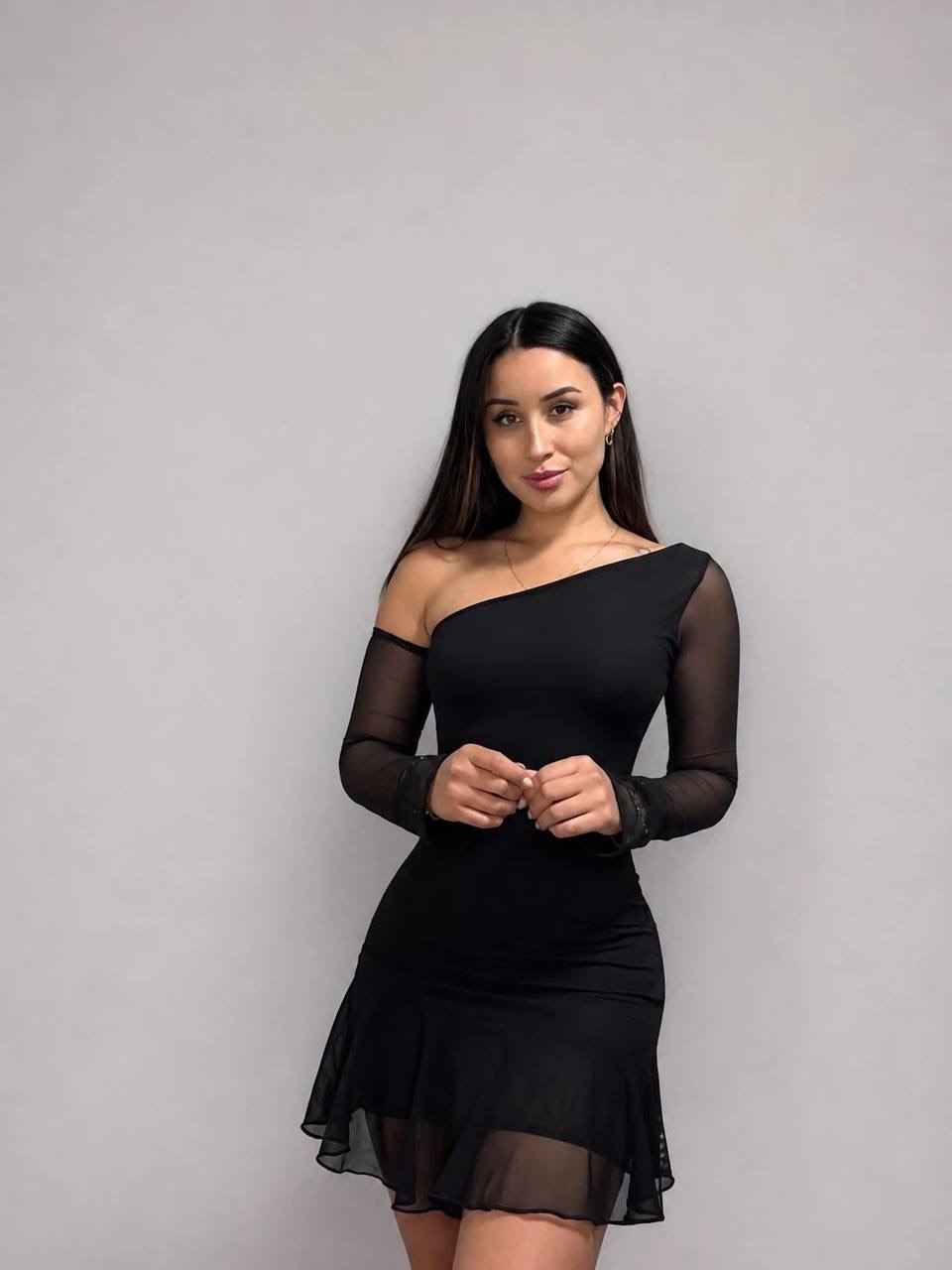 VESTIDO BOSTON EN MALLA ASIMÉTRICA