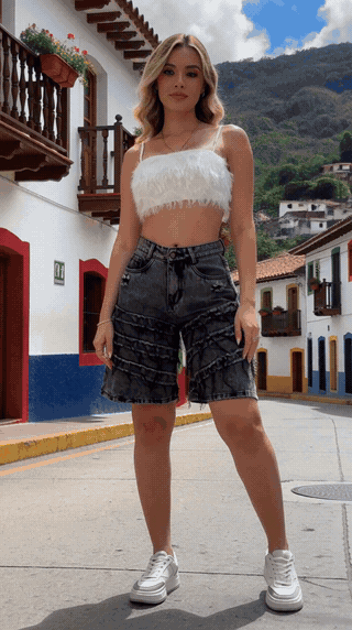 Bermuda de Jean Biker Urbano en movimiento