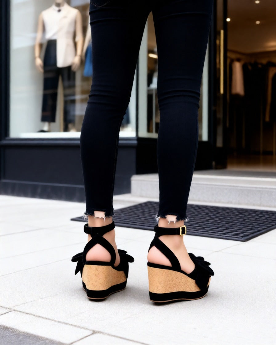 Calzado Femenino Negro Blanco y Miel