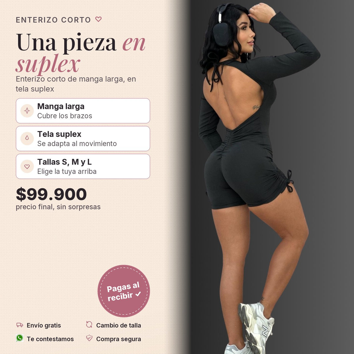 Enterizo Corto Manga Larga Tiras
