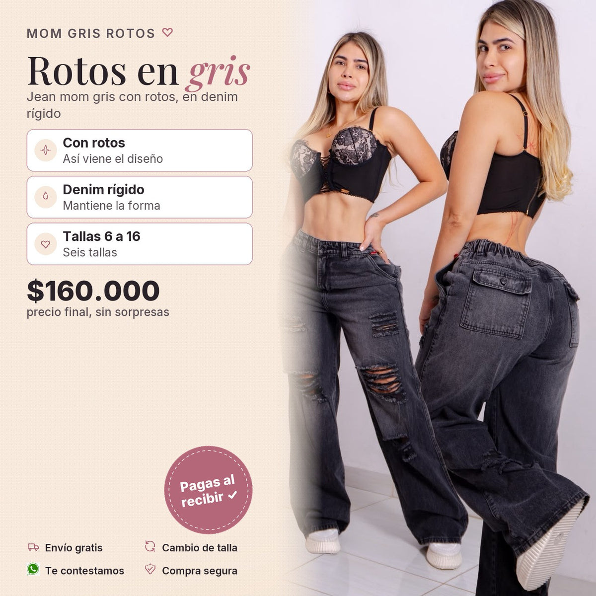 Mom Flat Gris Rotos