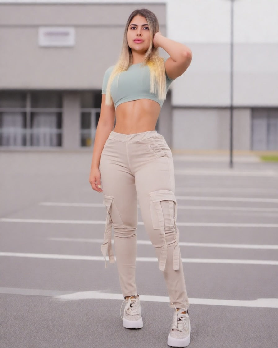 Jogger Beige Cargo Stresch
