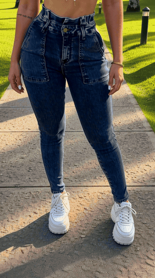 Skinny Denim Azul Pretina Gola