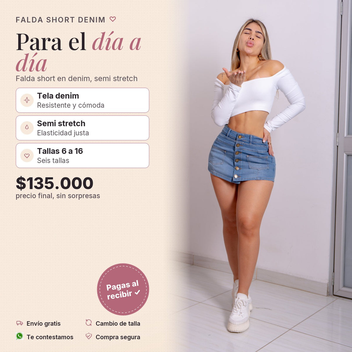 Falda Short Semi Strech