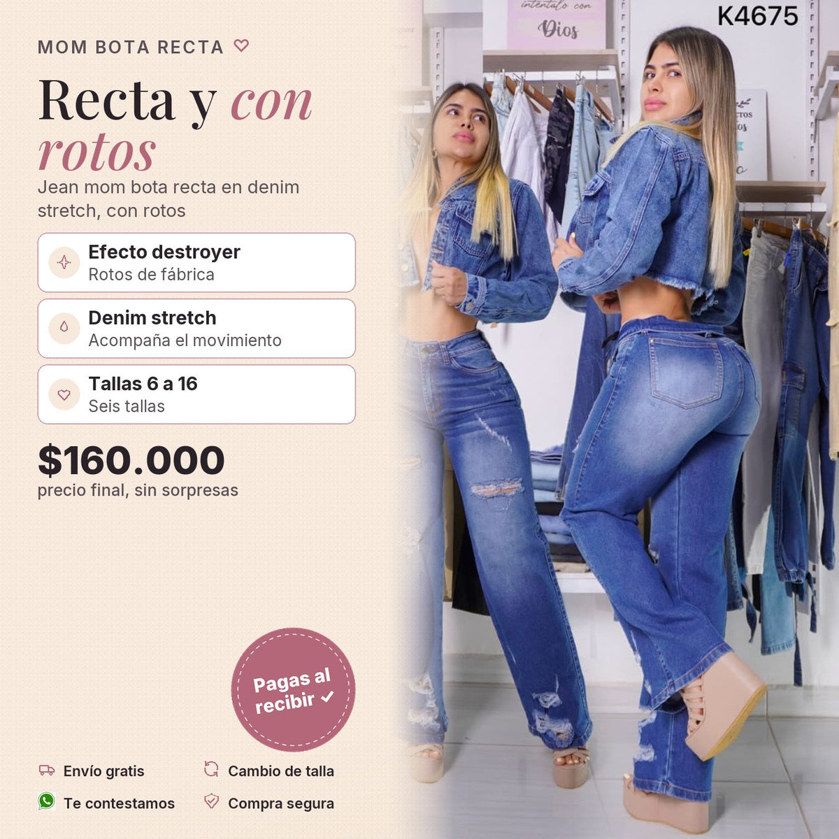 Mom Azul Bota Recta Destroyer Tend