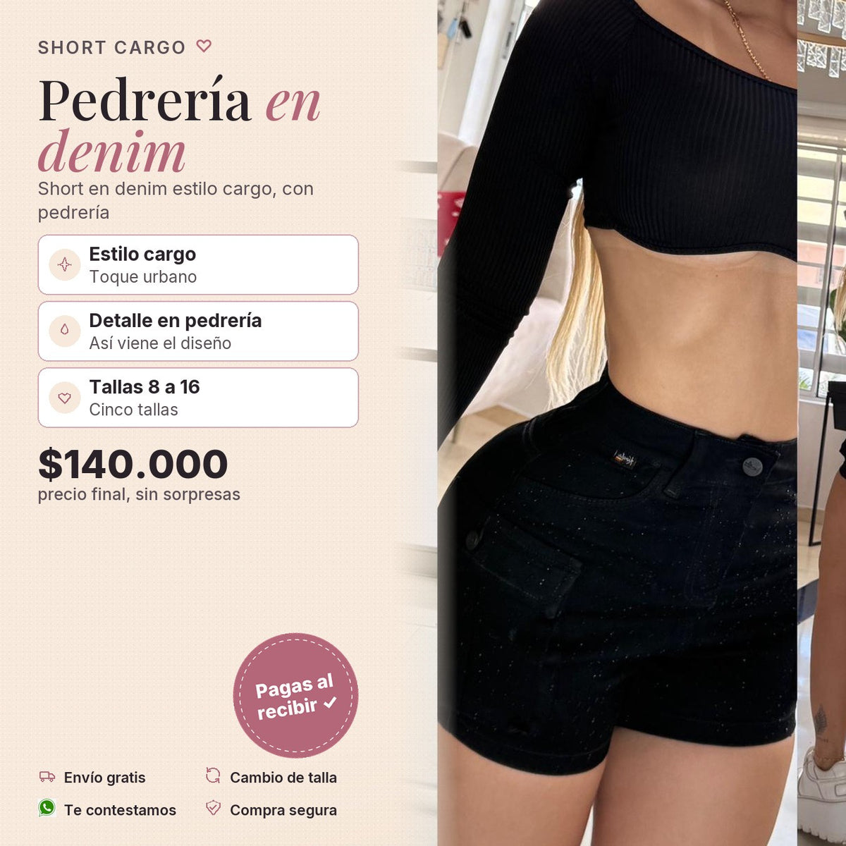 Short Pedrería Estilo Cargo