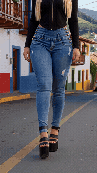 Skinny Azul 10B Pretina Encauchada