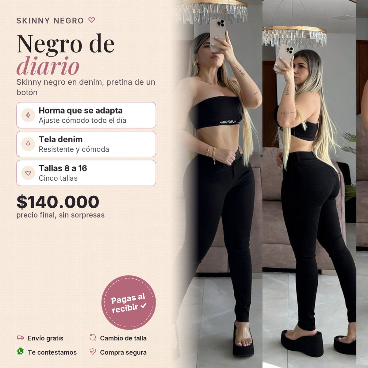 Skinny Negro 1 Botón Clásico