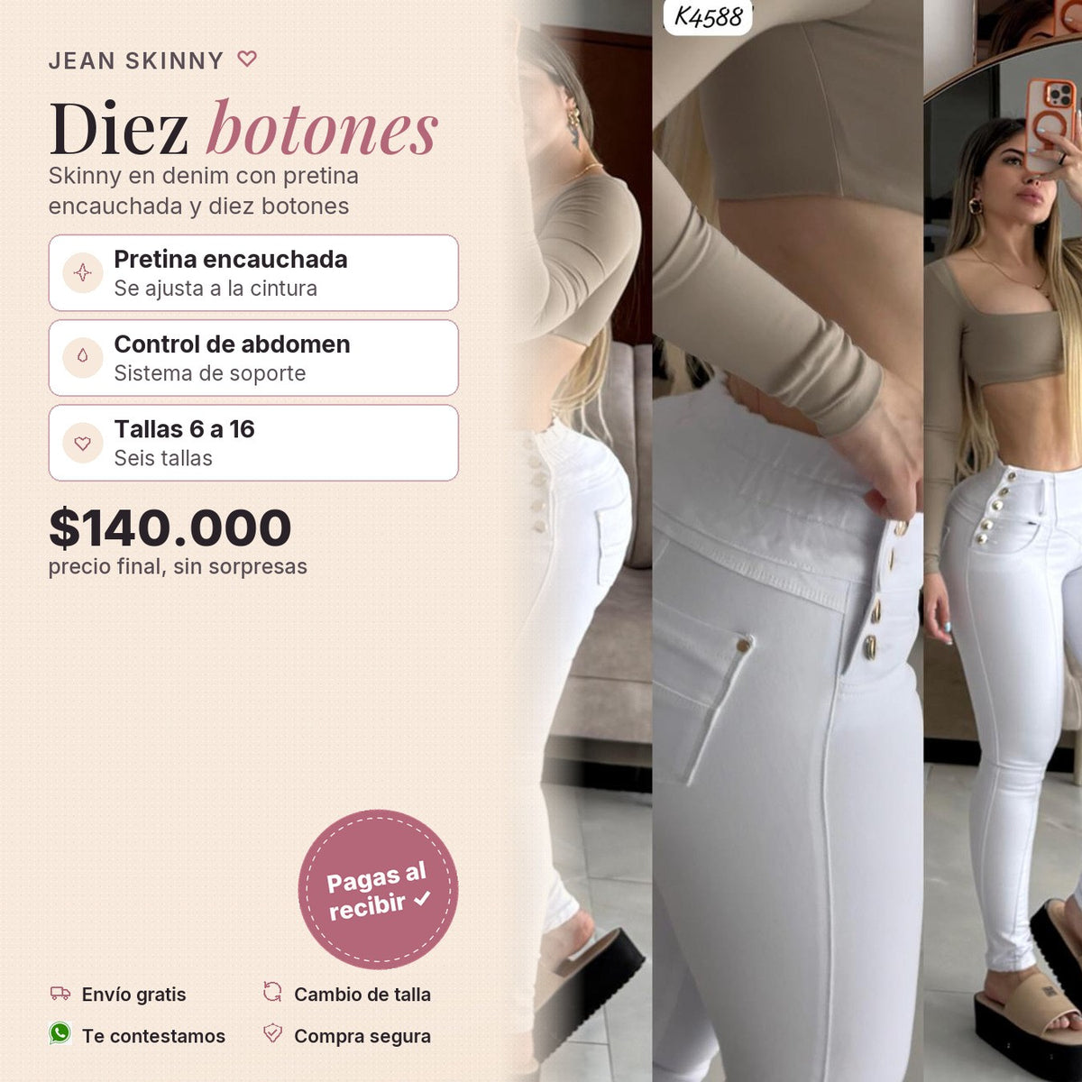 Skinny Encauchado 10 Botones