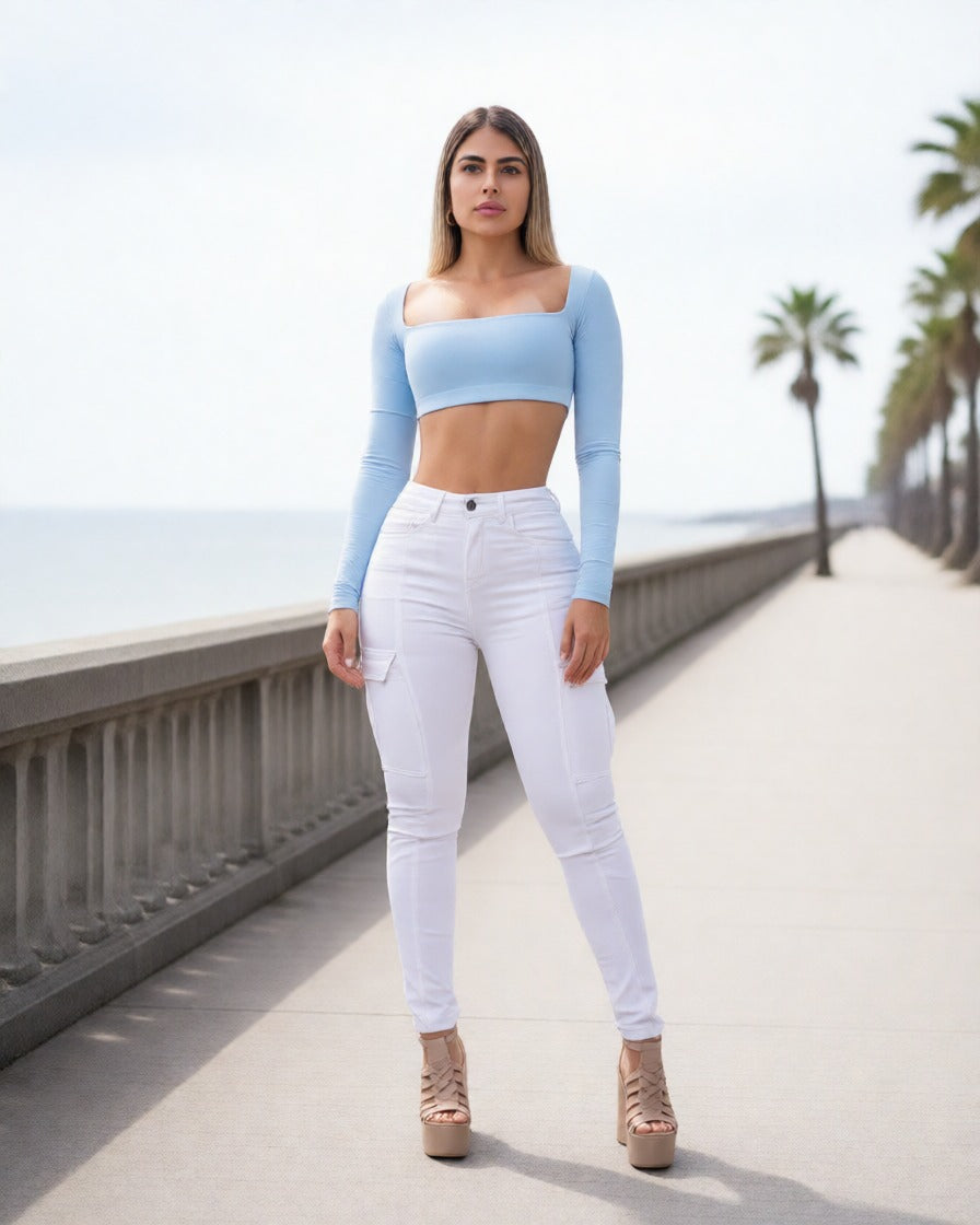 Jeans Cargo Blanco Full Tendencia