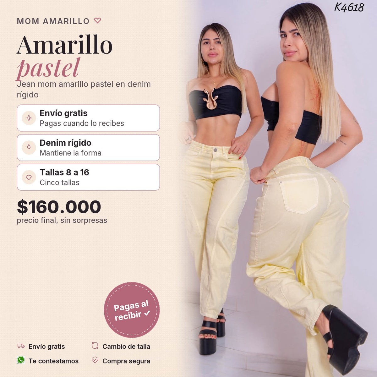 Mom Flat Amarillo Pastel Rígido