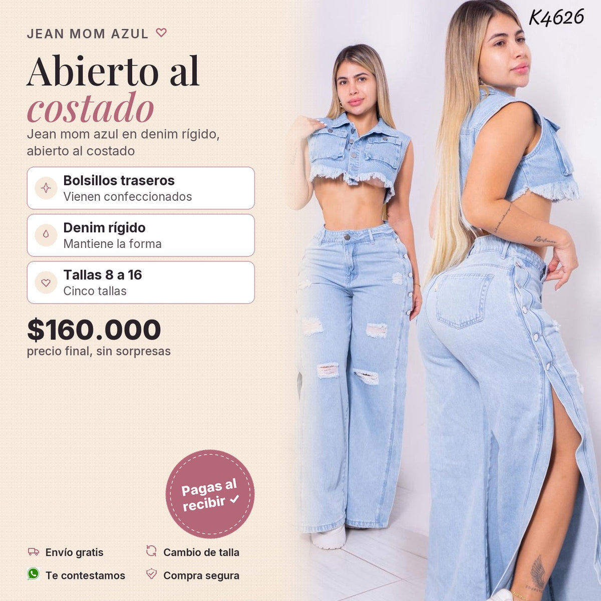 Mom Abierto Al Costado Azul