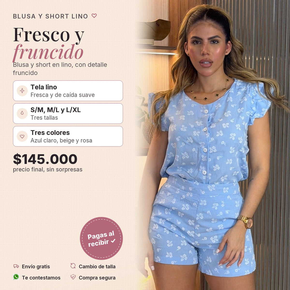 Conjunto Fruncido en Lino