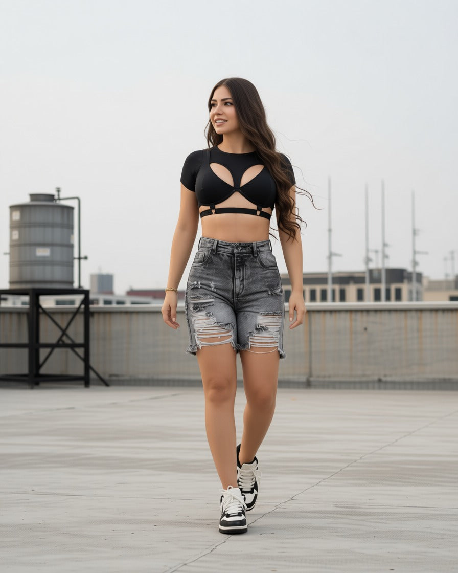 Short Bicicletero Gris Humo con Destroyers