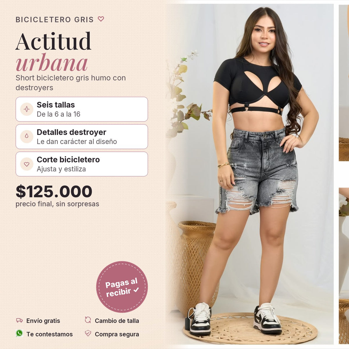 Short Bicicletero Gris Humo con Destroyers