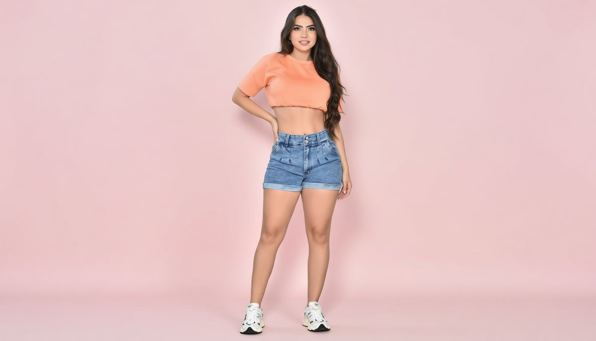 Short en Jean Tiro Alto