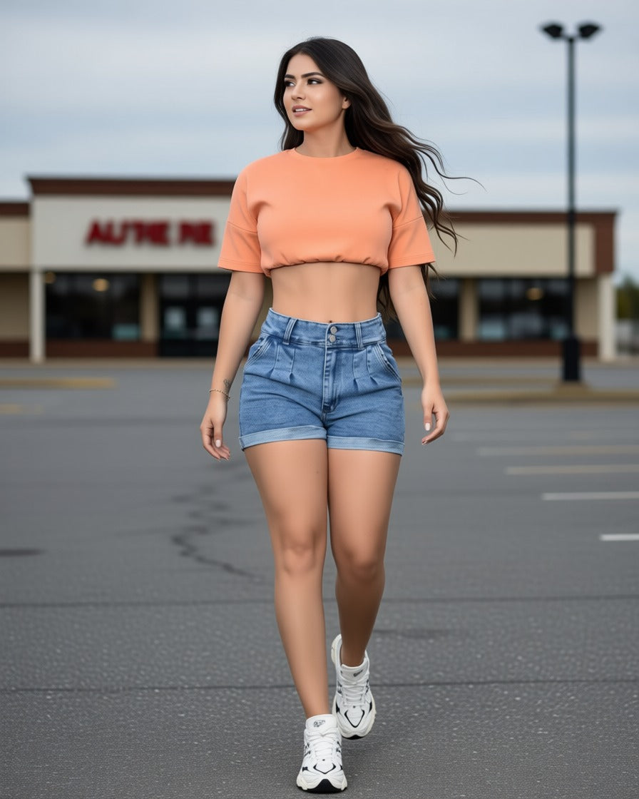 Short en Jean Tiro Alto
