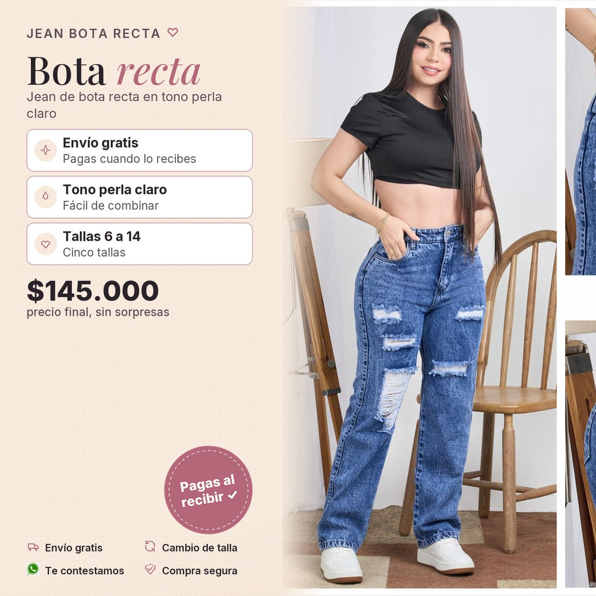 Jean Palazzo Bota Recta Perla Claro