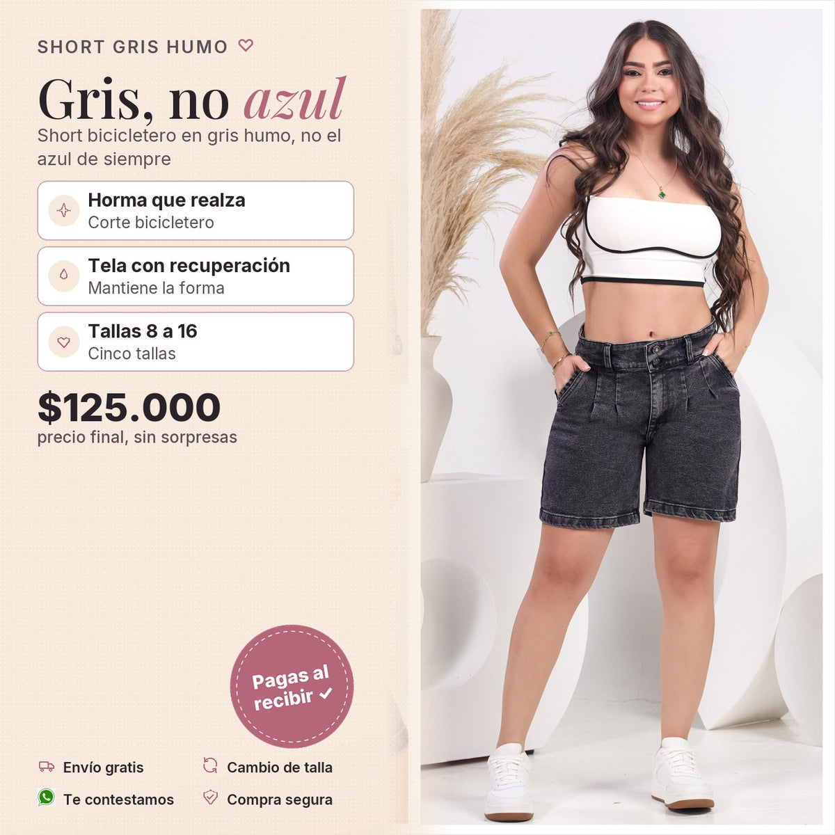 Short Bicicletero Gris Humo