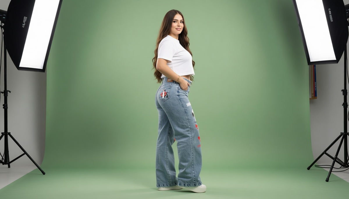 Jean Baggy Perla Claro Estampado