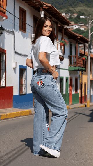 Jean Baggy Perla Claro Estampado