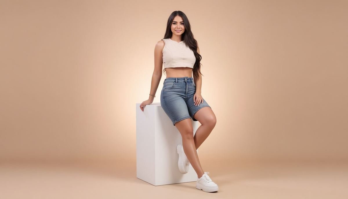 Short Bicicletero Dirty Perla con Brillos