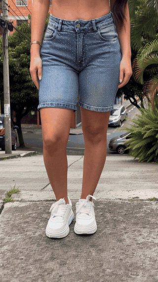 Short Bicicletero Dirty Perla con Brillos