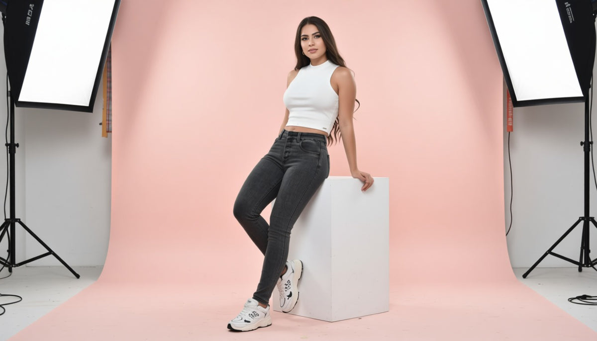 Jean Skinny Tiro Alto Cinco Botones