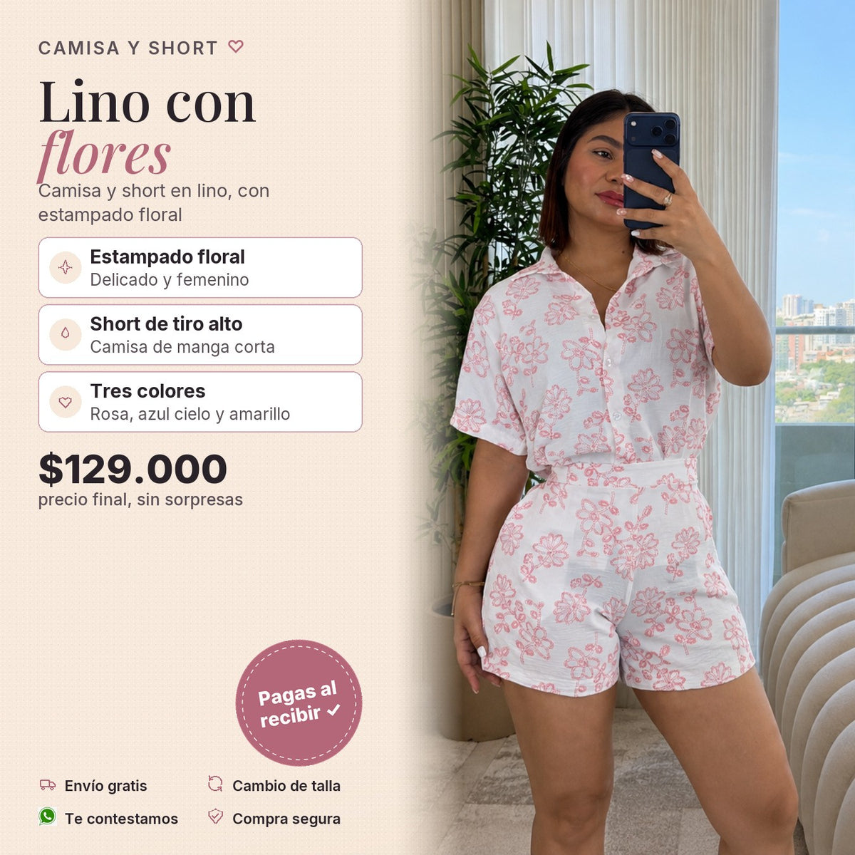 CONJUNTO LINOLY EN TELA LINO