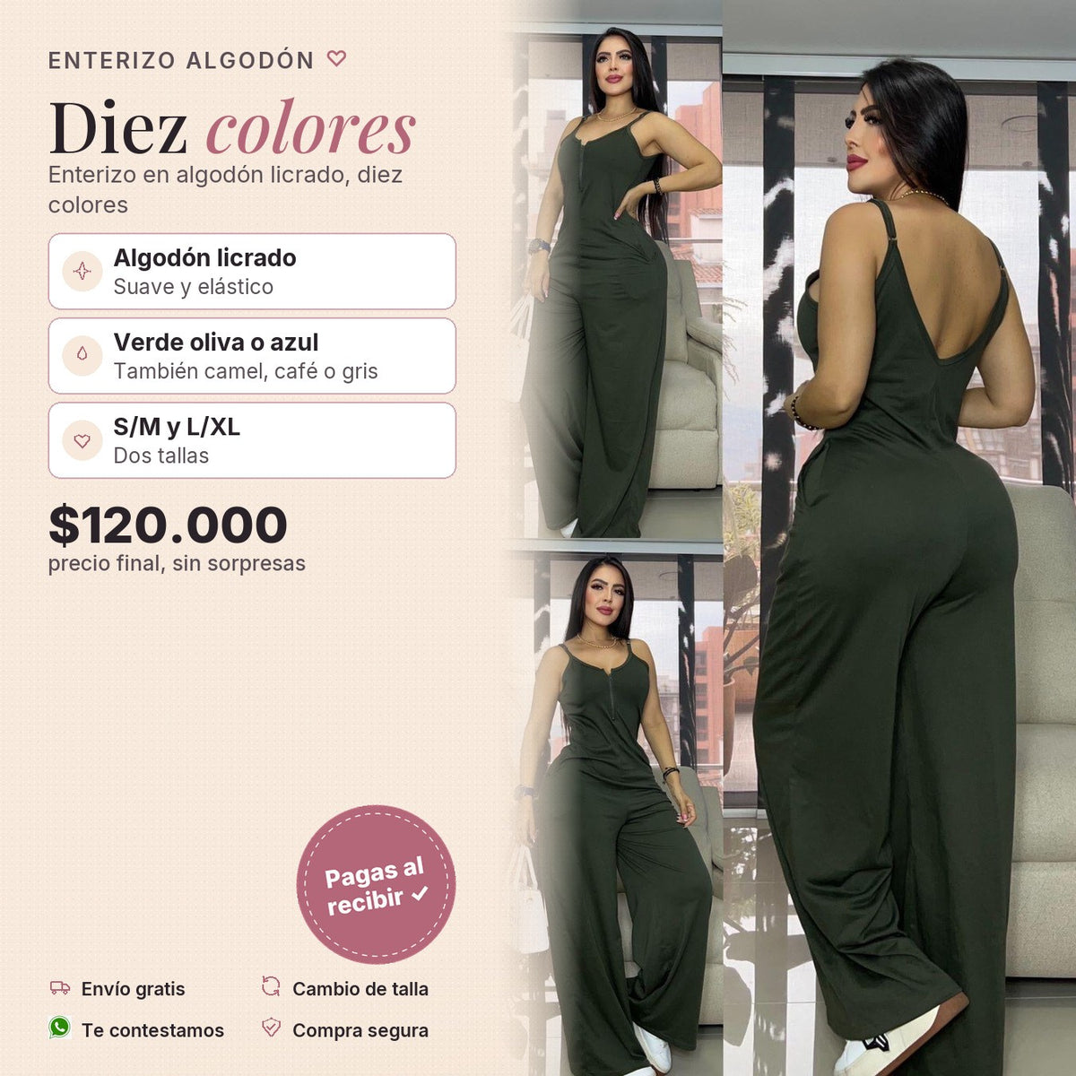 ENTERIZO DAMA EN ALGODÓN LICRADO