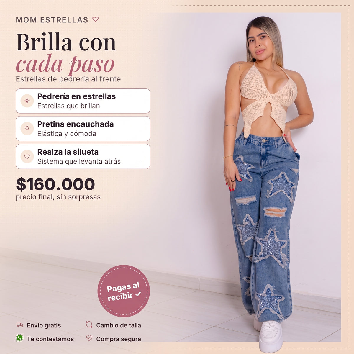 Mom Encauchado Pedrería Estrellas