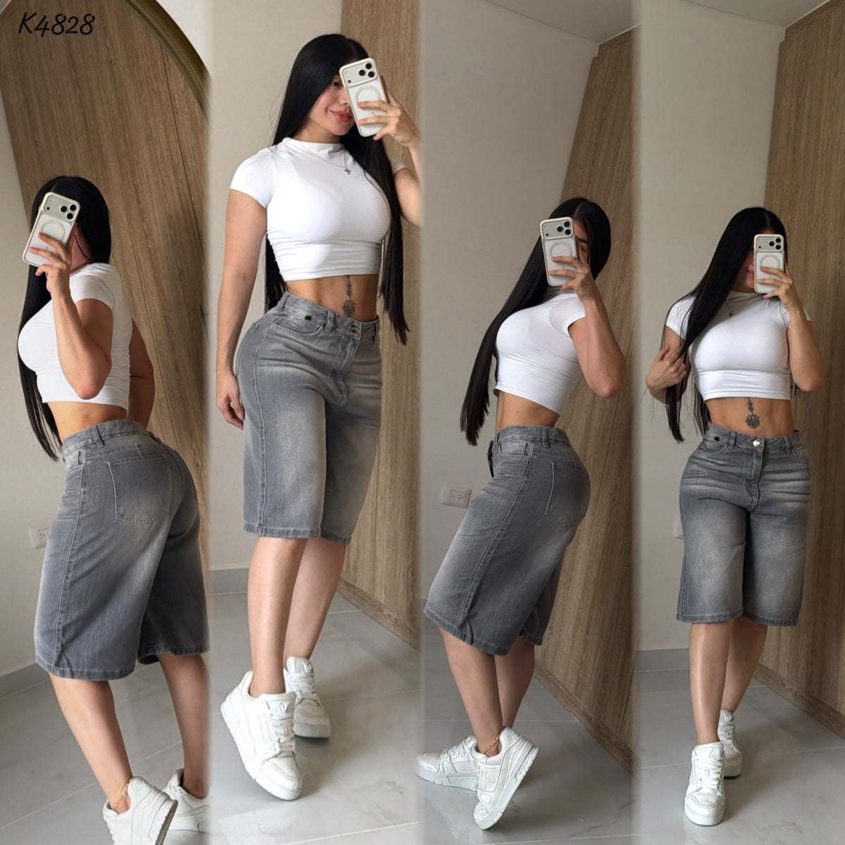 Bermuda Gris Tendencia Tela Import