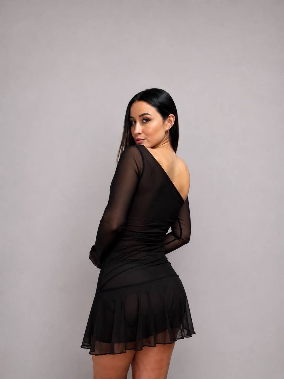 VESTIDO BOSTON EN MALLA ASIMÉTRICA