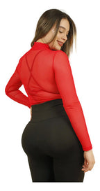 Body Transparente Malla Cuello Alto